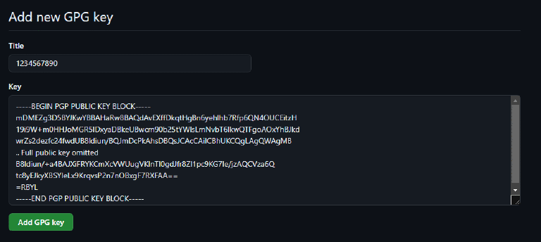 GitHub Add GPG Key